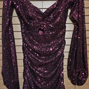 Lucy in the Sky Dark Purple Sequin Dress